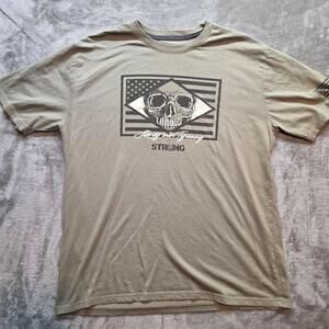 Strong Shirt Mens L Green Liberty Over Tyranny Patriotic Skull Flag T-Shirt